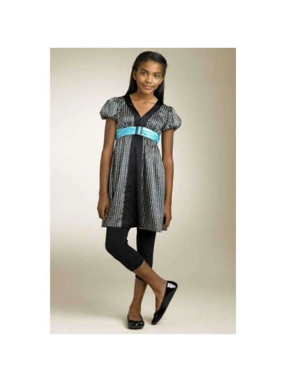 Hype Pearl Strands Charmeuse Dress Puff Sleeve 12